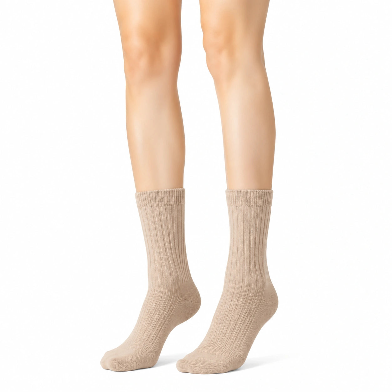 Socken Größe 39-42 aus Rippstrick Textil in Beige für Alltag