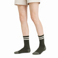 Sportsocken 35-38 aus Stricktextil in Olivgrün mit Streifen