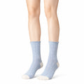 Socken 39-42 Hellblau Weiß aus Stricktextil mit Punkten und Rüschenbündchen
