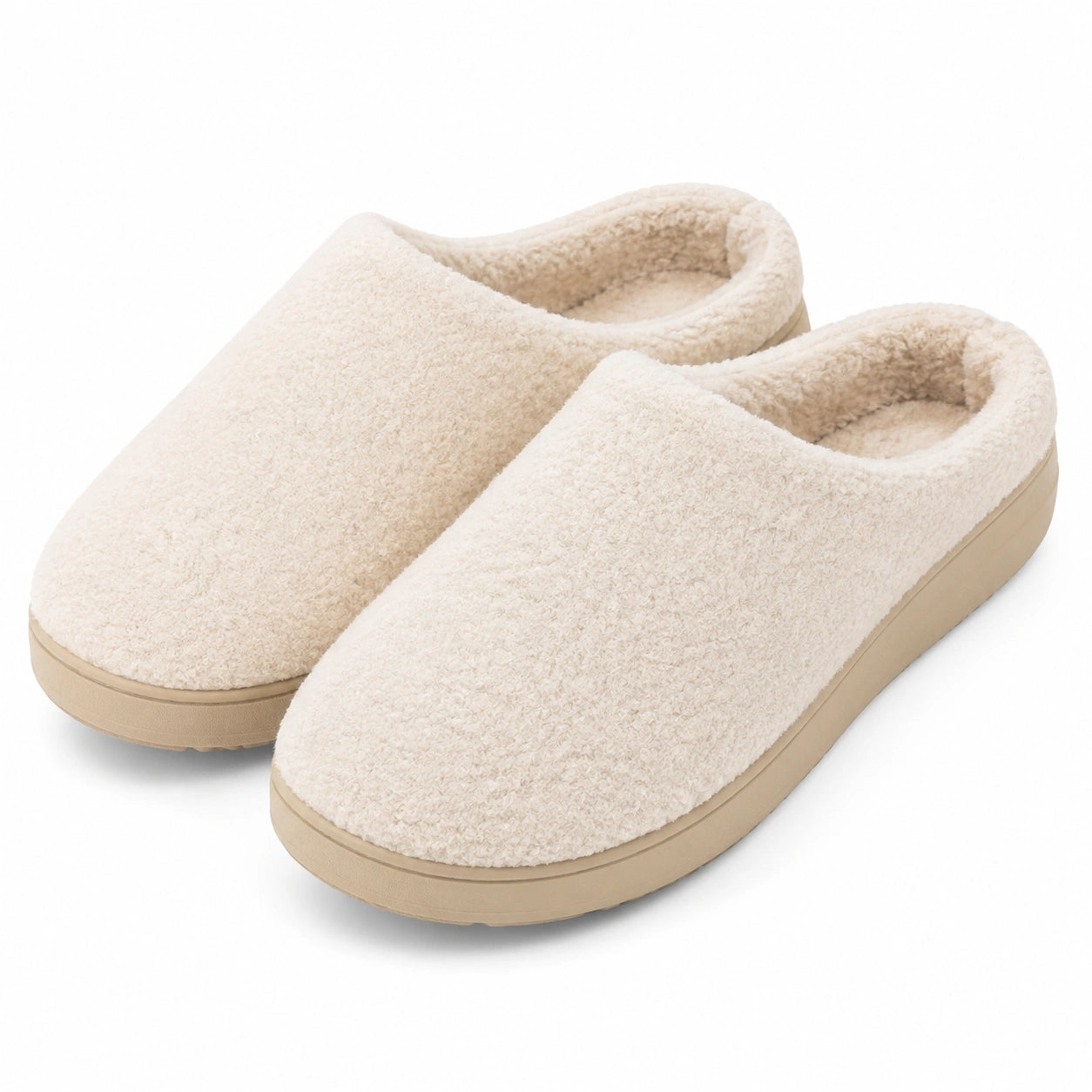 Hausschuhe 38/39 Creme aus Textil mit Fleece - geschlossen für Innenräume