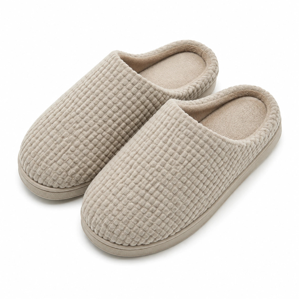 Hausschuhe Größe 40/41 Beige Textil mit strukturierter Oberfläche
