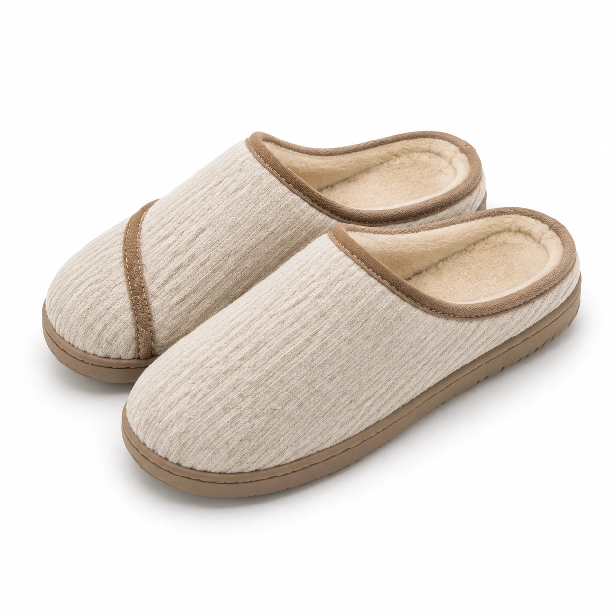 Hausschuhe Größe 42/43 Textil Beige gefüttert mit rutschhemmender Sohle