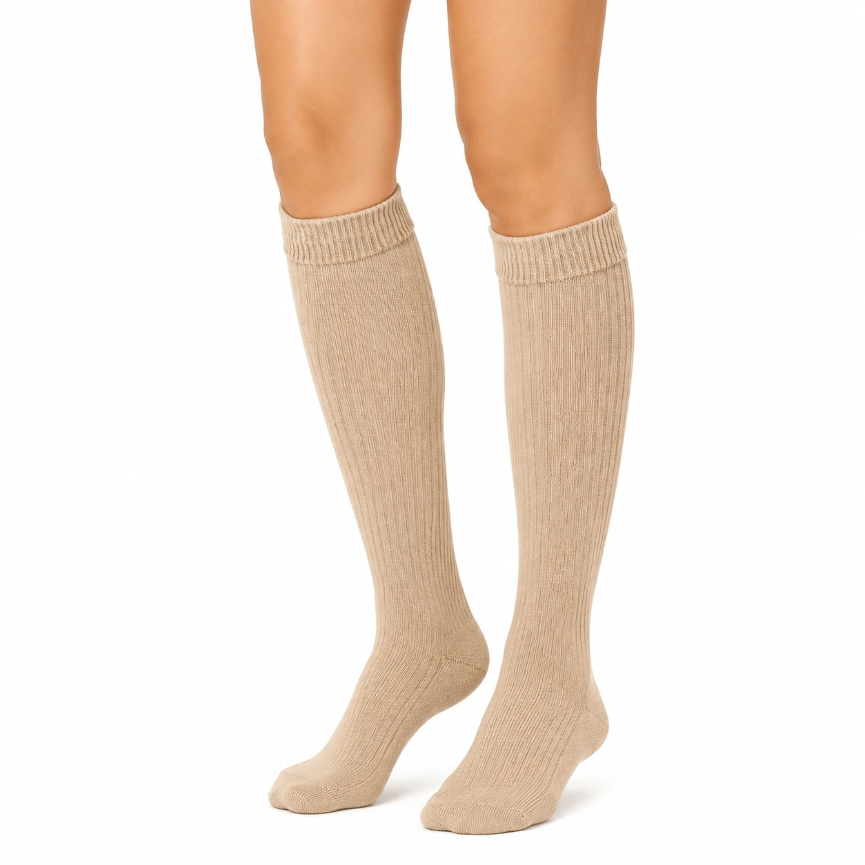 Kniestrümpfe Größe 35-38 aus Rippstrick in Beige