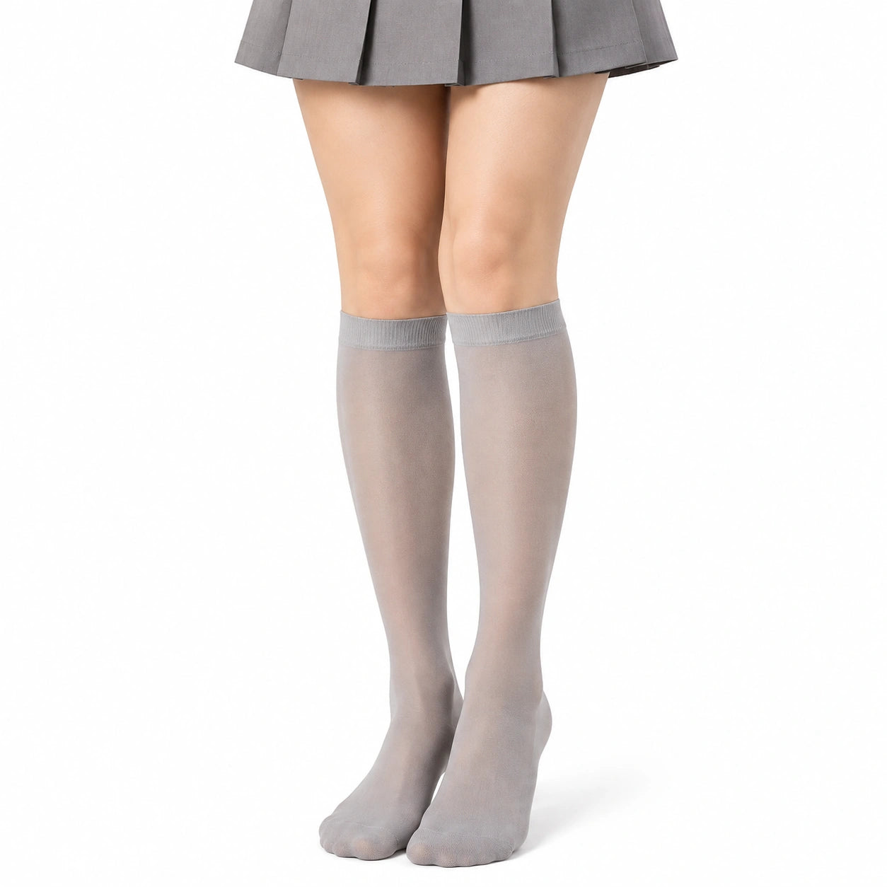 Damen Kniestrümpfe Größe 39-42 aus Polyamid Grau transparent