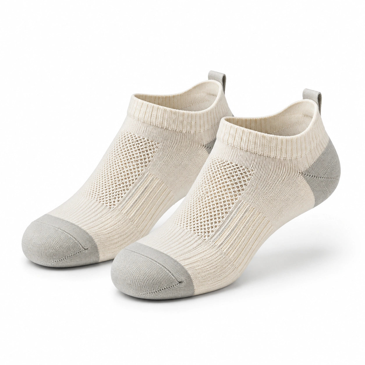 Sneakersocken 39-42 aus Textilstrick in Creme Grau mit atmungsaktiver Struktur