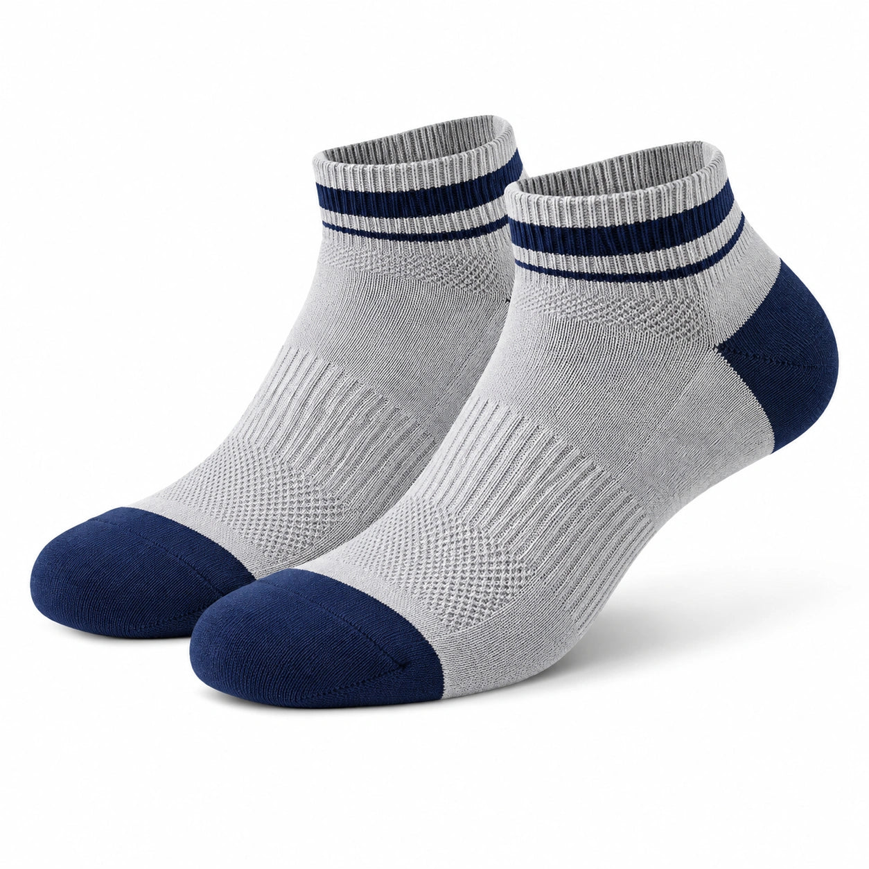 Sportsocken 43-46 aus Textil in Grau und Dunkelblau - atmungsaktive Kurzsocken