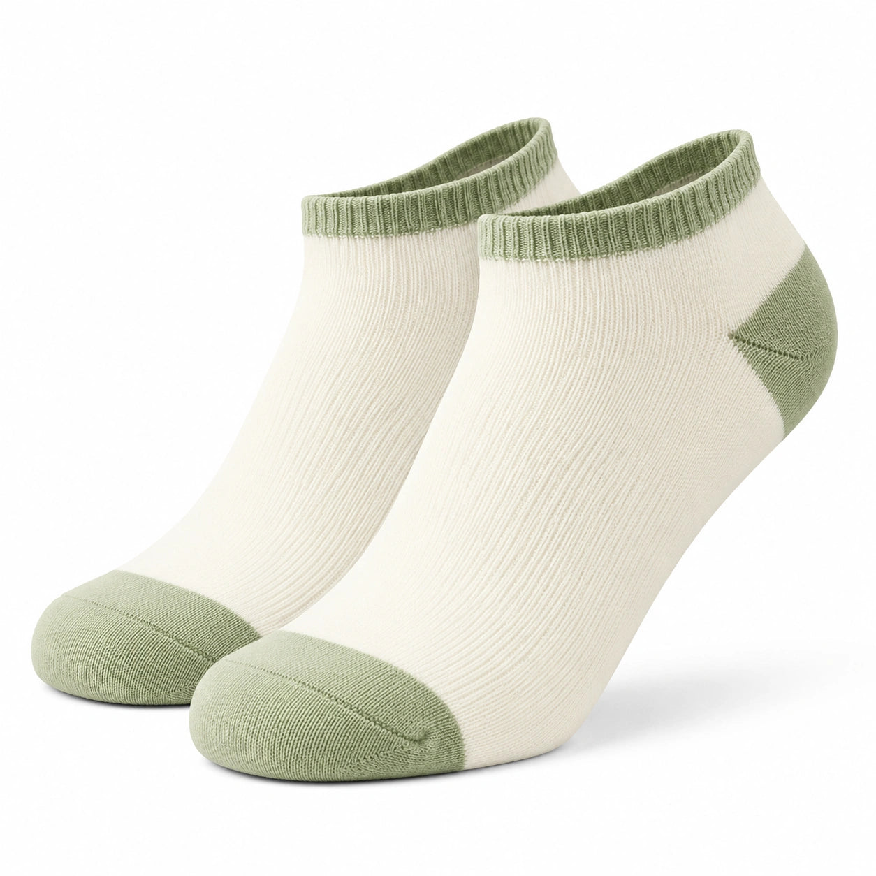 Sneakersocken 43-46 aus Textilfaser in Cremegrün mit Rippstrick