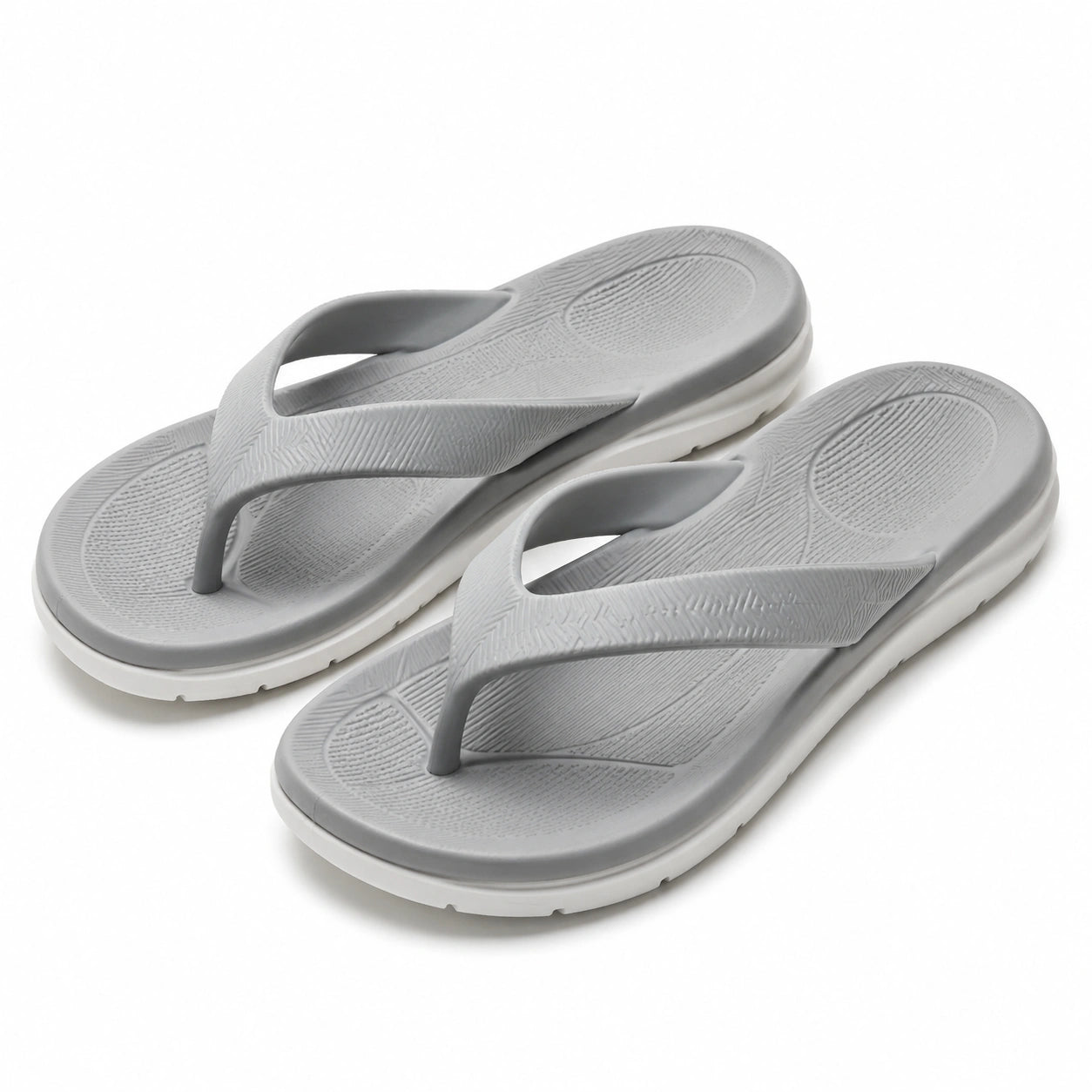 Zehentrenner Größe 42/43 aus Kunststoff Grau Weiß mit profilierter Sohle für Freizeit und Strand
