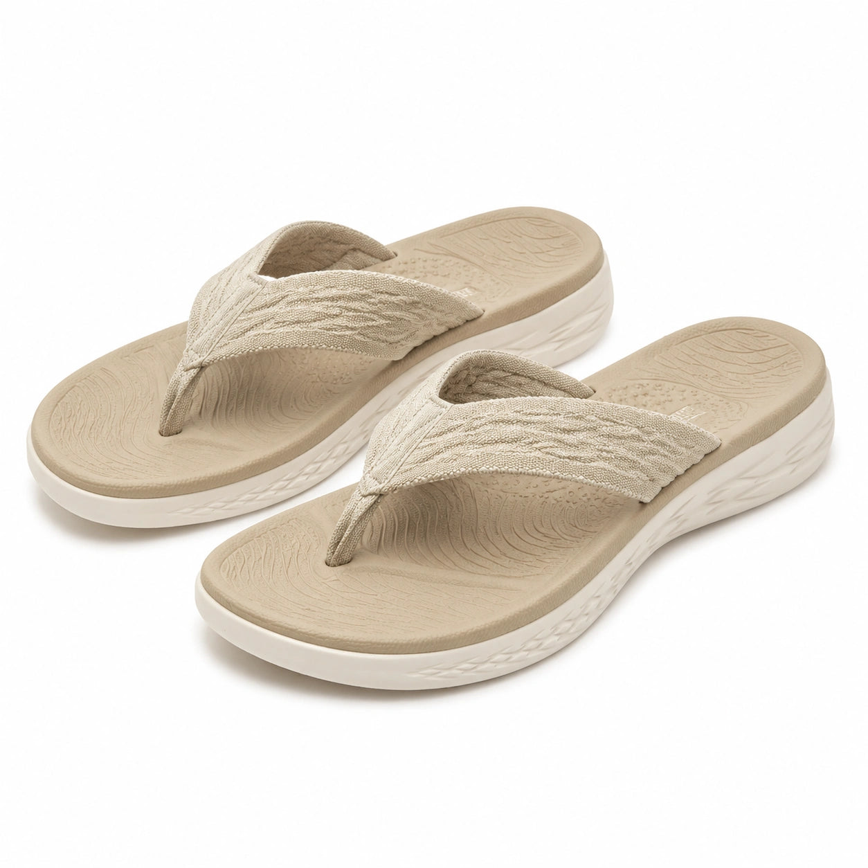 Zehentrenner 38/39 mit Textilriemen Beige für Freizeit und Strand
