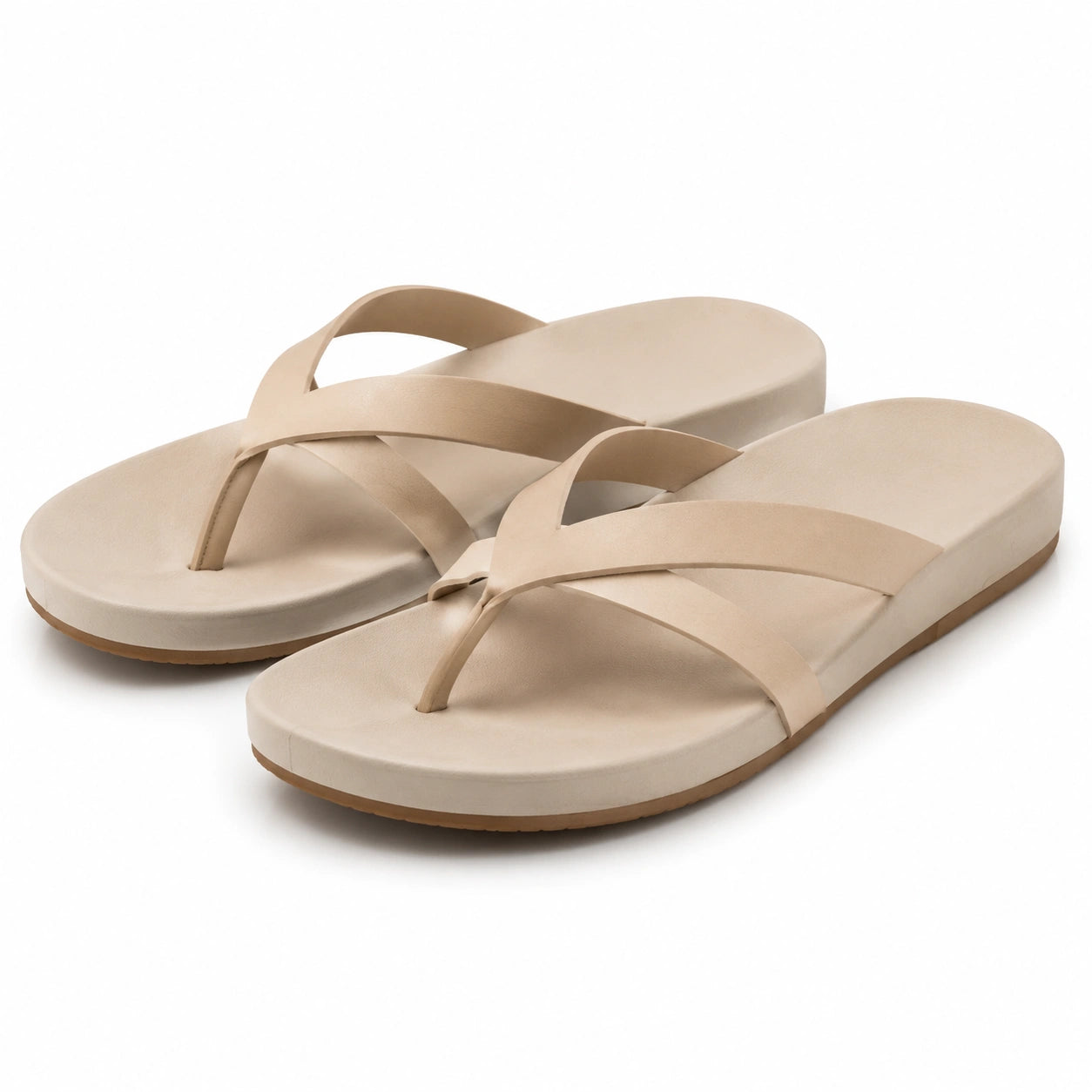 Zehensandalen Größe 40/41 Beige Kunststoff mit Kreuzriemen