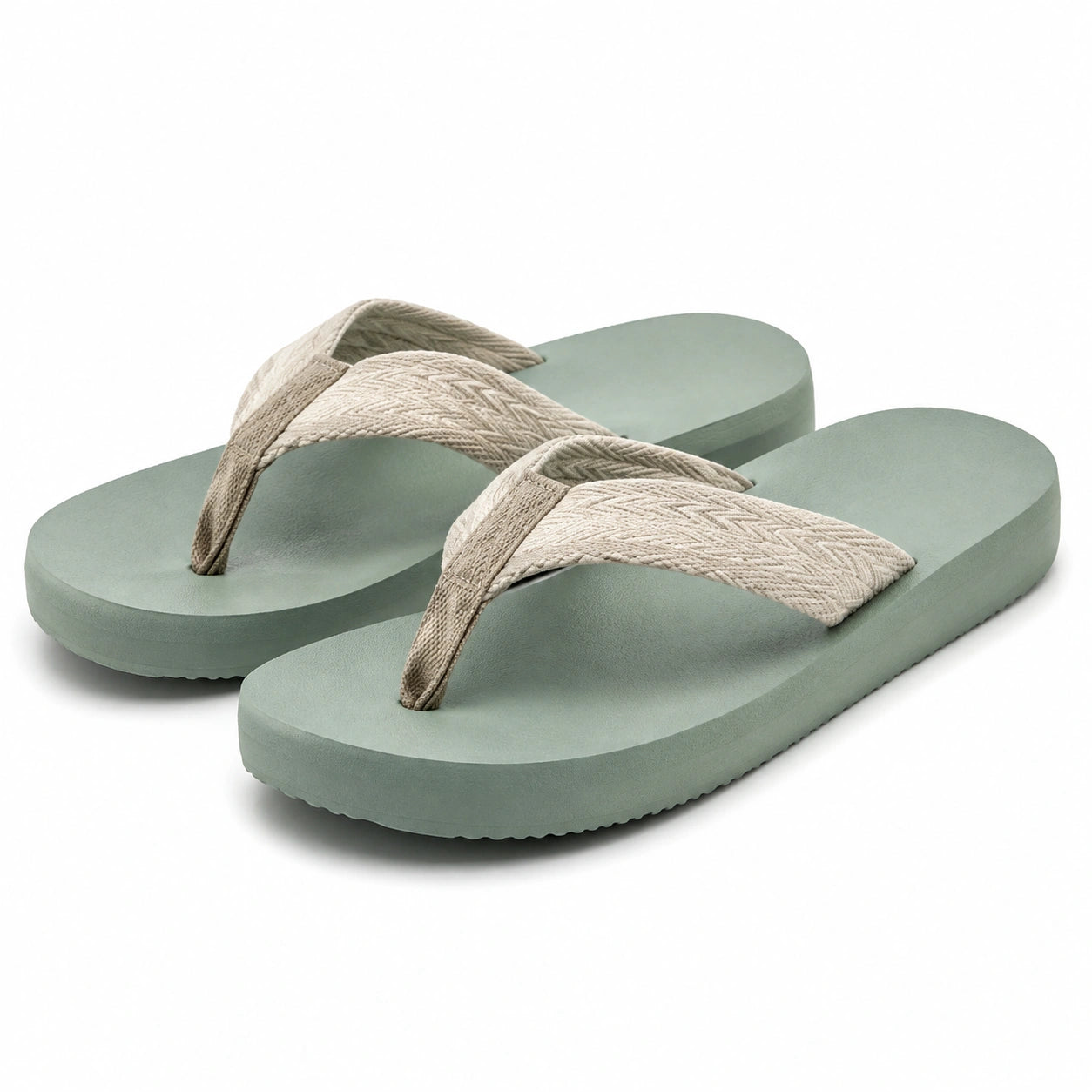 Flip-Flops Größe 40/41 Salbeigrün mit Textilriemen für Sommer